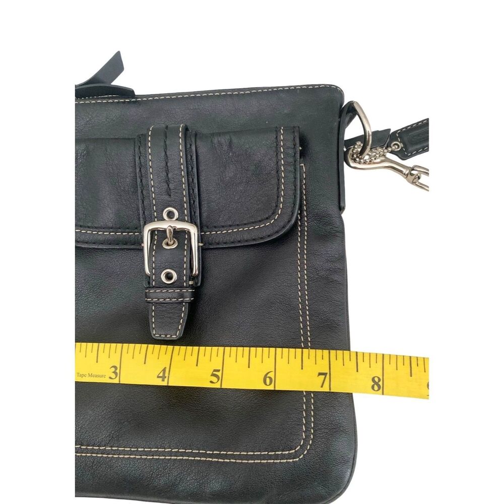 Vintage Coach Black Leather Hamilton Messenger Bag Crossbody - Picture 6 of 8